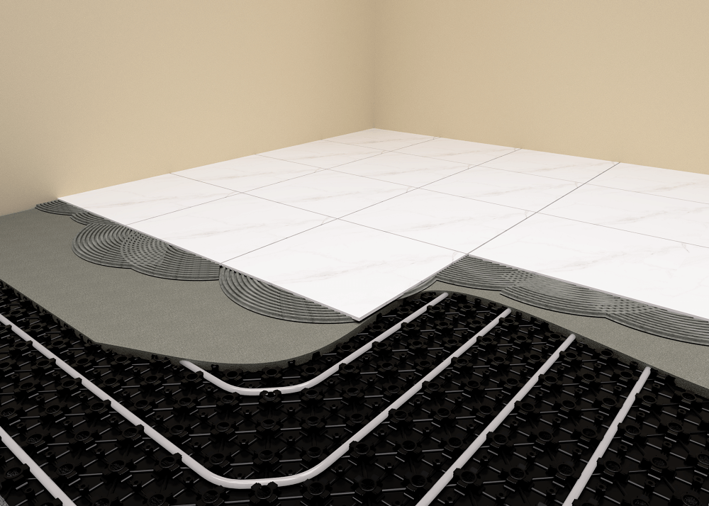 water underfloor heating on tile
